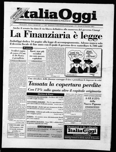 Italia oggi : quotidiano di economia finanza e politica